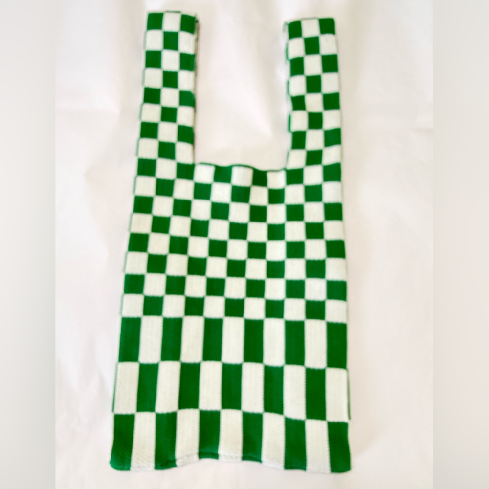 NWOT Checkered Knit Fabric Tote Bag